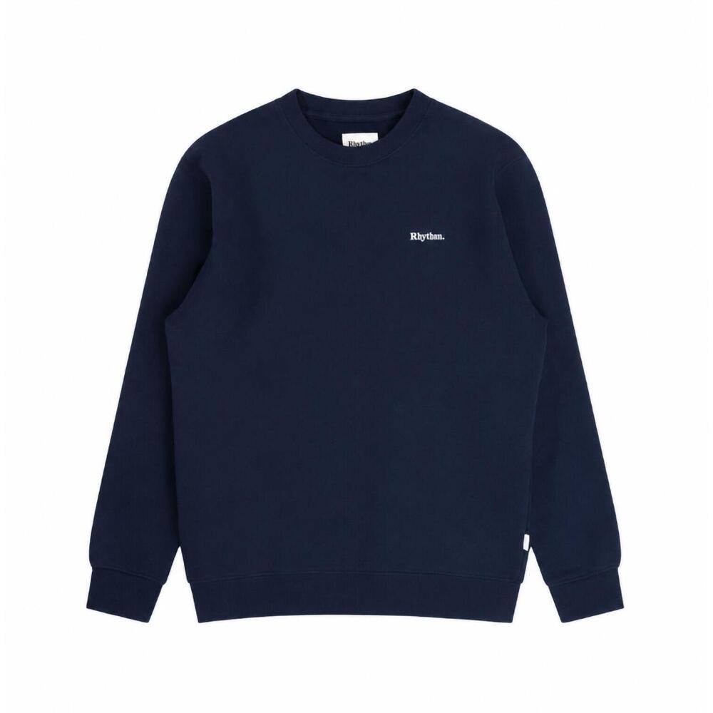 NEW RHYTHM. men's brand classic fleece crew sweater in navy